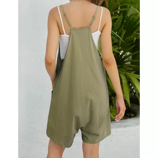 IDEALSANXUN Short Jumpsuits for Women Casual Spaghetti Strap Sleeveless Loose Fit Wide Leg Summer Shorts RomperArmy