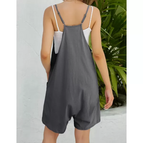 IDEALSANXUN Short Jumpsuits for Women Casual Spaghetti Strap Sleeveless Loose Fit Wide Leg Summer Shorts RomperDark Grey