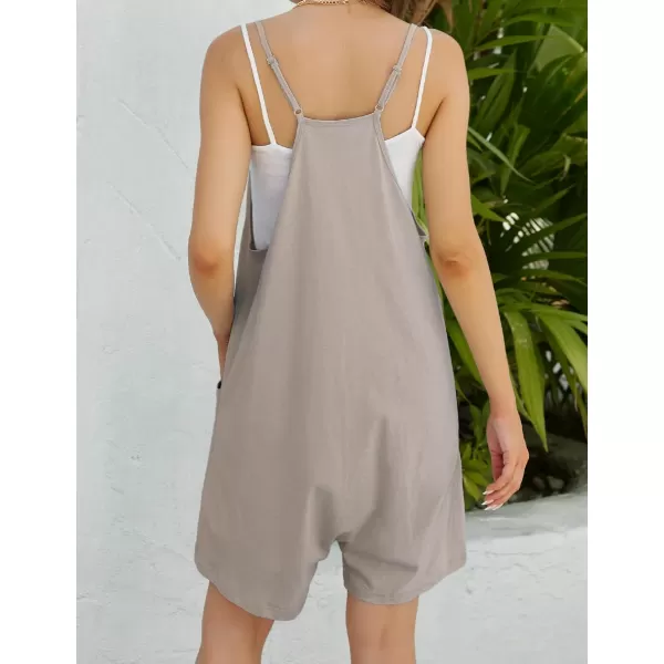 IDEALSANXUN Short Jumpsuits for Women Casual Spaghetti Strap Sleeveless Loose Fit Wide Leg Summer Shorts RomperGrey