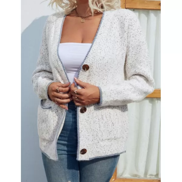IDEALSANXUN Women Cardigan Sweater V Neck Long Sleeve Casual Fall Winter 2023 Knit Sweater Jacket CoatBeige