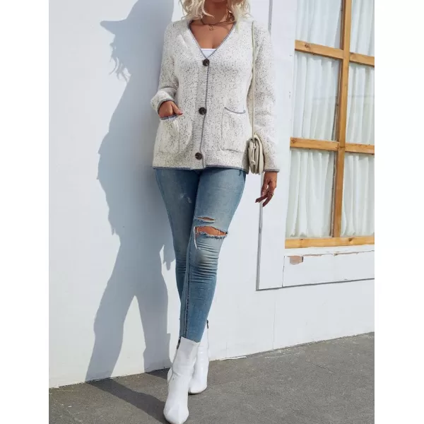 IDEALSANXUN Women Cardigan Sweater V Neck Long Sleeve Casual Fall Winter 2023 Knit Sweater Jacket CoatBeige