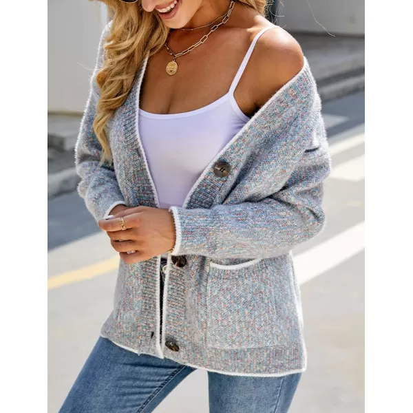 IDEALSANXUN Women Cardigan Sweater V Neck Long Sleeve Casual Fall Winter 2023 Knit Sweater Jacket CoatGrey