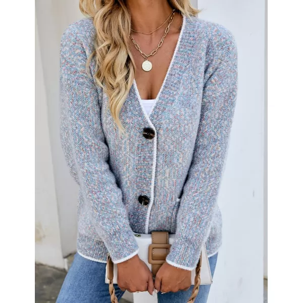 IDEALSANXUN Women Cardigan Sweater V Neck Long Sleeve Casual Fall Winter 2023 Knit Sweater Jacket CoatGrey