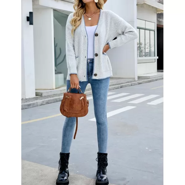 IDEALSANXUN Women Cardigan Sweater V Neck Long Sleeve Casual Fall Winter 2023 Knit Sweater Jacket CoatLight Grey