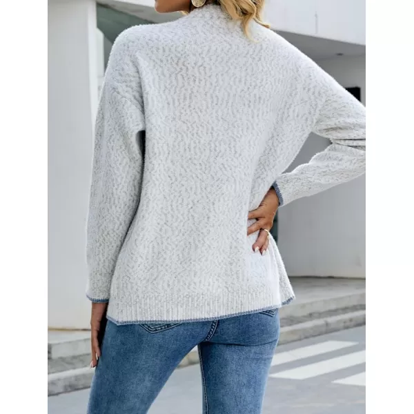 IDEALSANXUN Women Cardigan Sweater V Neck Long Sleeve Casual Fall Winter 2023 Knit Sweater Jacket CoatLight Grey