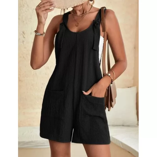 IDEALSANXUN Women Casual Cute Overalls Shorts Summer Loose Fit Short Rompers Jumpsuits 2023Black