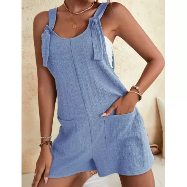 IDEALSANXUN Women Casual Cute Overalls Shorts Summer Loose Fit Short Rompers Jumpsuits 2023Light Blue