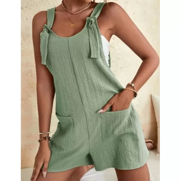 IDEALSANXUN Women Casual Cute Overalls Shorts Summer Loose Fit Short Rompers Jumpsuits 2023Light Green