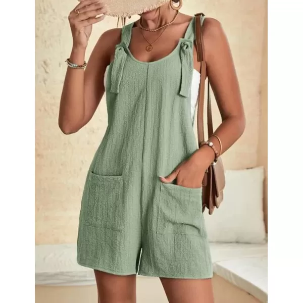 IDEALSANXUN Women Casual Cute Overalls Shorts Summer Loose Fit Short Rompers Jumpsuits 2023Light Green