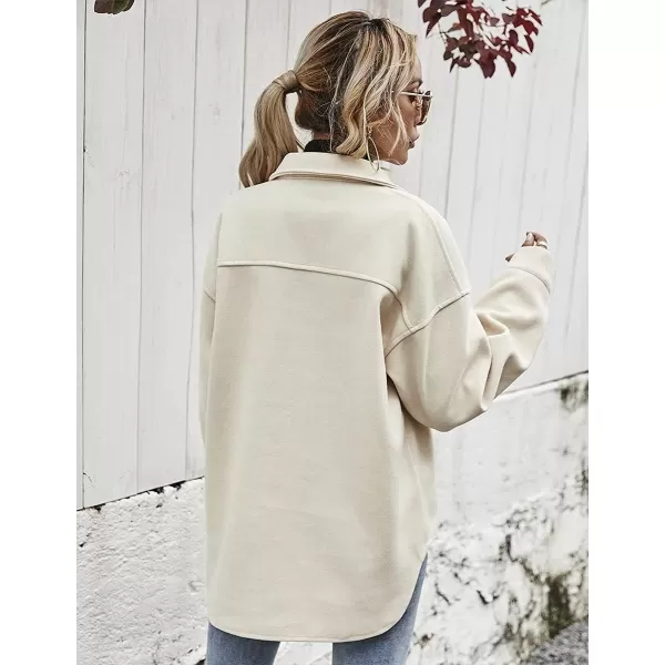 IDEALSANXUN Womens Button Down Thick Wool Shackets Casual Loose Shirt JacketsBeige