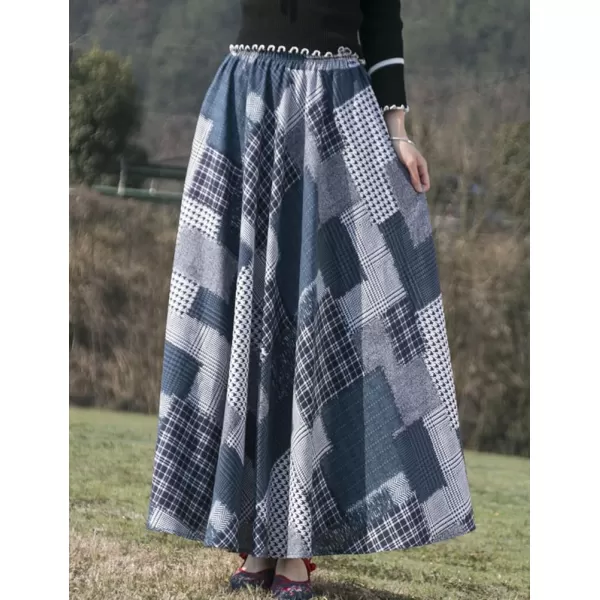IDEALSANXUN Womens Cotton Linen High Waisted A Line Boho Floral Long Maxi SkirtPrint 125