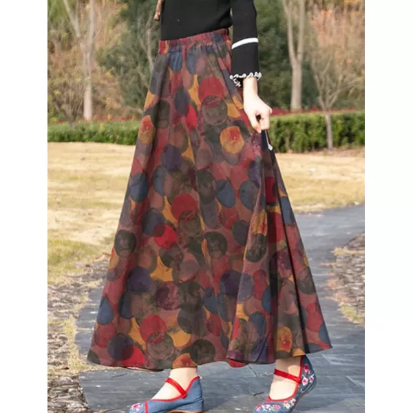 IDEALSANXUN Womens Cotton Linen High Waisted A Line Boho Floral Long Maxi SkirtPrint 606