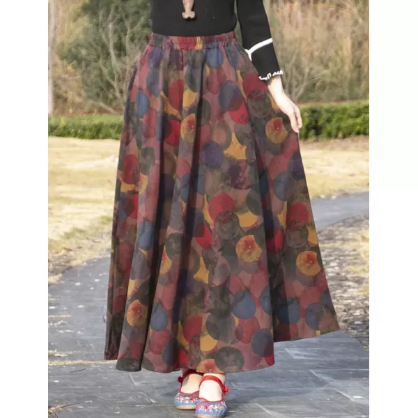 IDEALSANXUN Womens Cotton Linen High Waisted A Line Boho Floral Long Maxi SkirtPrint 606