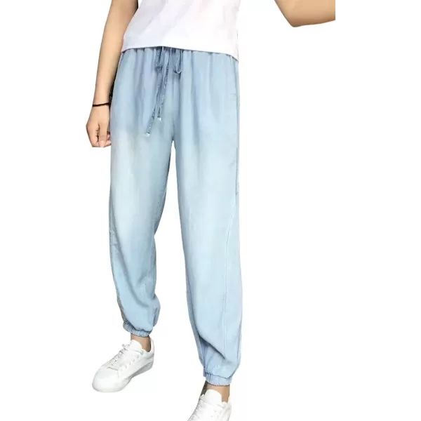 IDEALSANXUN Womens Elastic Waist Summer Thin Loose Jogger JeansLight