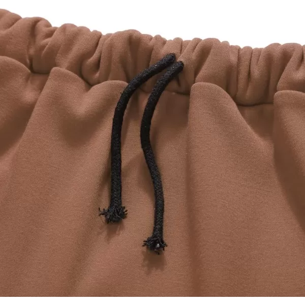 IDEALSANXUN Womens Fall Winter Fleece Lined Elastic Waist Long Skirts with DrawstringCamel