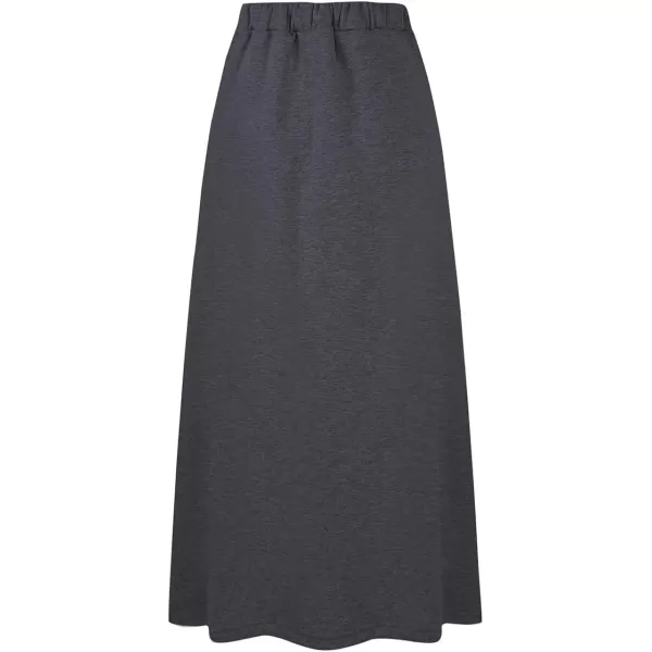 IDEALSANXUN Womens Fall Winter Fleece Lined Elastic Waist Long Skirts with DrawstringDark Grey