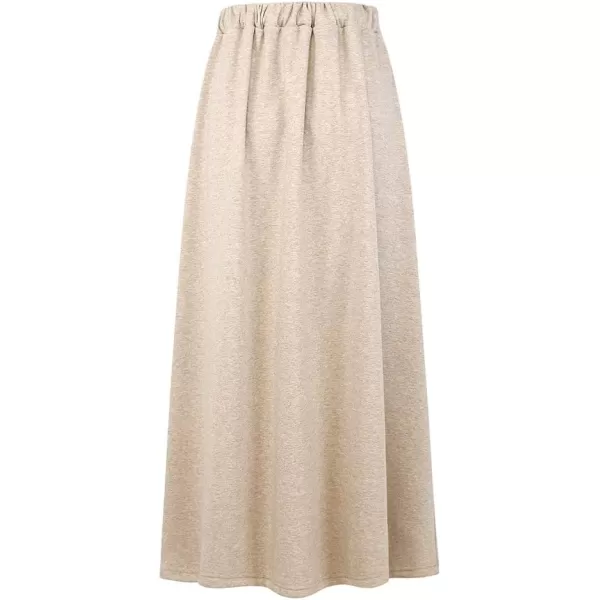 IDEALSANXUN Womens Fall Winter Fleece Lined Elastic Waist Long Skirts with DrawstringKhaki