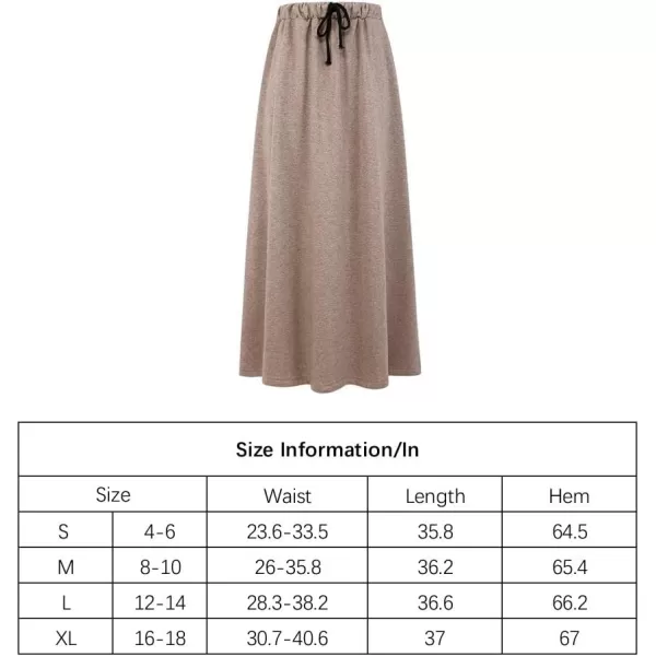 IDEALSANXUN Womens Fall Winter Fleece Lined Elastic Waist Long Skirts with DrawstringKhaki