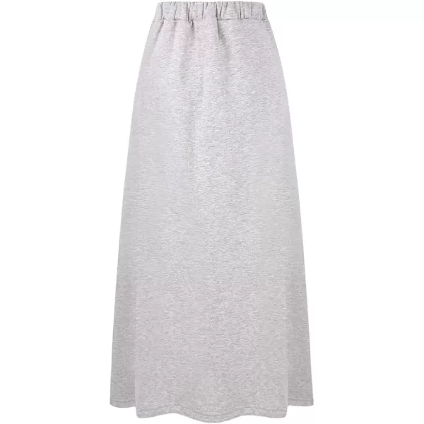 IDEALSANXUN Womens Fall Winter Fleece Lined Elastic Waist Long Skirts with DrawstringLight Grey