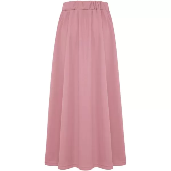 IDEALSANXUN Womens Fall Winter Fleece Lined Elastic Waist Long Skirts with DrawstringPink