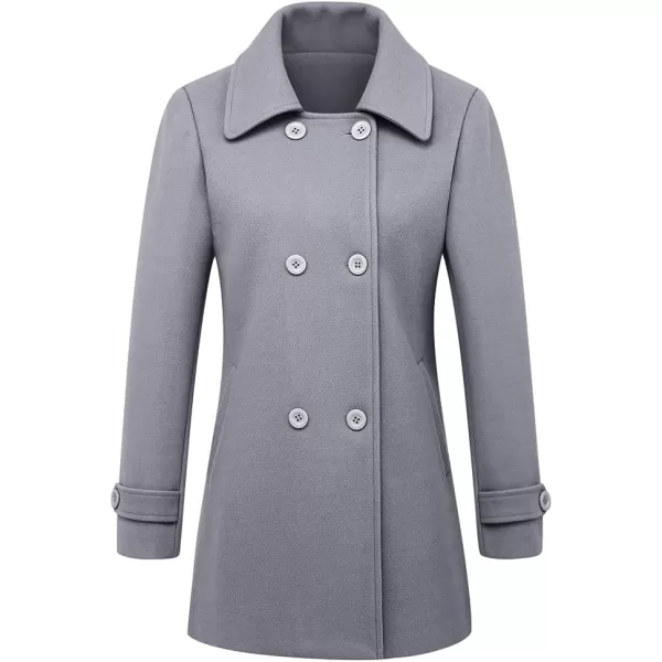 IDEALSANXUN Womens Fall Winter Wool Coats Double Breasted Midi Peacoat Trench CoatsGrey 01