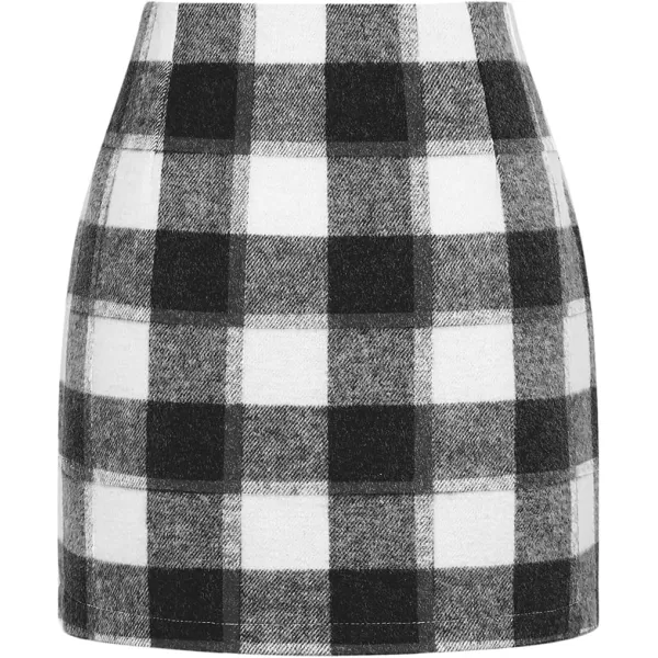 IDEALSANXUN Womens High Waist Plaid Skirt Bodycon Pencil Wool Mini SkirtsBlack New