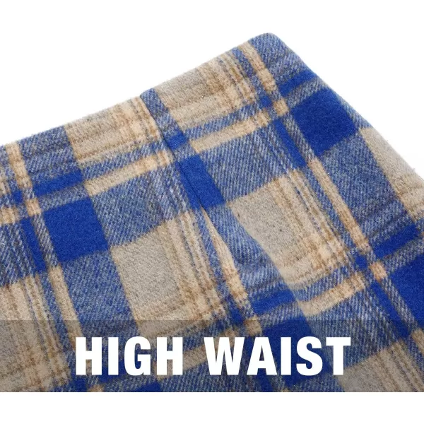 IDEALSANXUN Womens High Waist Plaid Skirt Bodycon Pencil Wool Mini SkirtsBlue