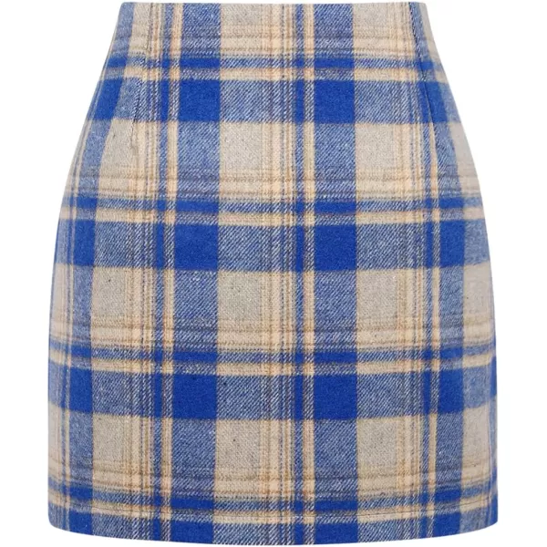 IDEALSANXUN Womens High Waist Plaid Skirt Bodycon Pencil Wool Mini SkirtsBlue