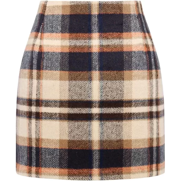 IDEALSANXUN Womens High Waist Plaid Skirt Bodycon Pencil Wool Mini SkirtsBrown 01