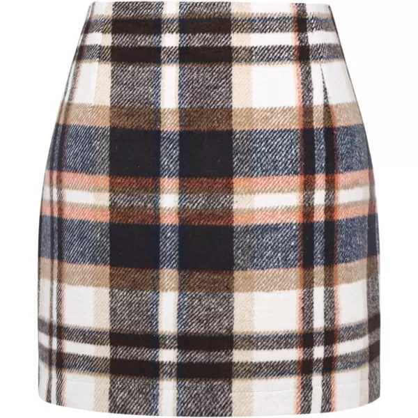 IDEALSANXUN Womens High Waist Plaid Skirt Bodycon Pencil Wool Mini SkirtsBrown