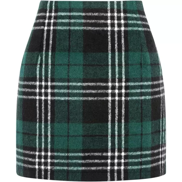 IDEALSANXUN Womens High Waist Plaid Skirt Bodycon Pencil Wool Mini SkirtsGreen 01