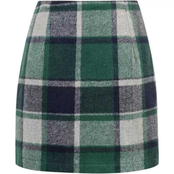 IDEALSANXUN Womens High Waist Plaid Skirt Bodycon Pencil Wool Mini SkirtsGreen 02