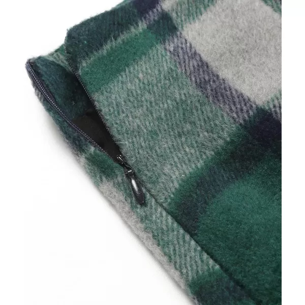 IDEALSANXUN Womens High Waist Plaid Skirt Bodycon Pencil Wool Mini SkirtsGreen 02