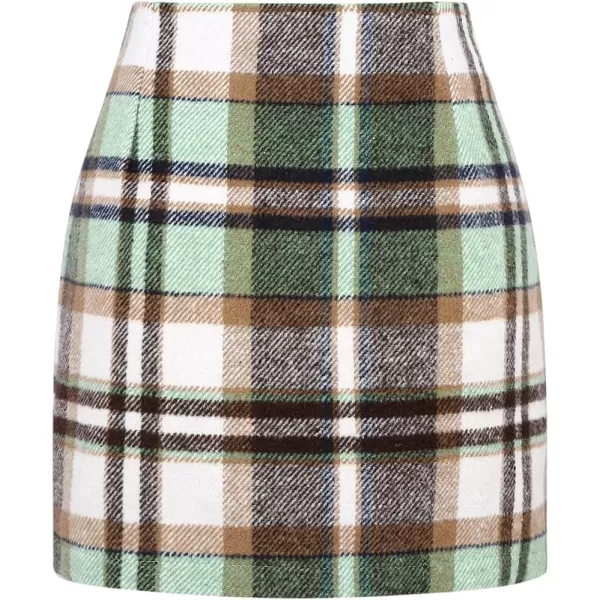 IDEALSANXUN Womens High Waist Plaid Skirt Bodycon Pencil Wool Mini SkirtsGreen New