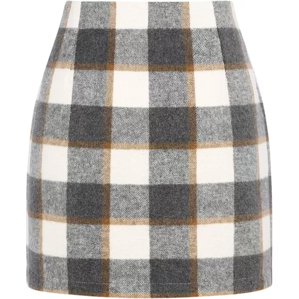 IDEALSANXUN Womens High Waist Plaid Skirt Bodycon Pencil Wool Mini SkirtsGrey