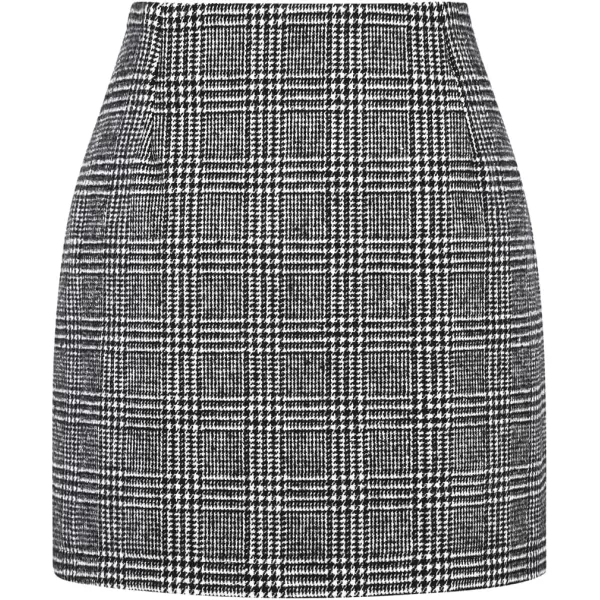 IDEALSANXUN Womens High Waist Plaid Skirt Bodycon Pencil Wool Mini SkirtsGrid Black