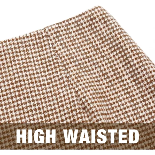 IDEALSANXUN Womens High Waist Plaid Skirt Bodycon Pencil Wool Mini SkirtsGrid Camel