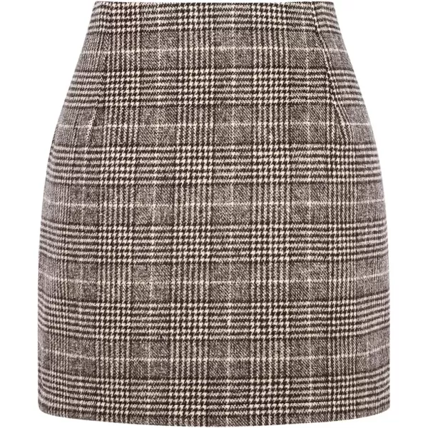 IDEALSANXUN Womens High Waist Plaid Skirt Bodycon Pencil Wool Mini SkirtsGrid Coffee