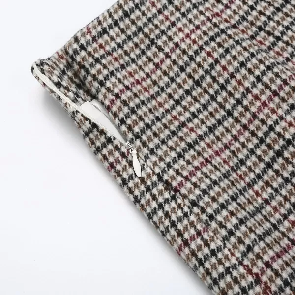 IDEALSANXUN Womens High Waist Plaid Skirt Bodycon Pencil Wool Mini SkirtsGrid Multicolor