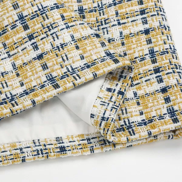 IDEALSANXUN Womens High Waist Plaid Skirt Bodycon Pencil Wool Mini SkirtsGrid Yellow