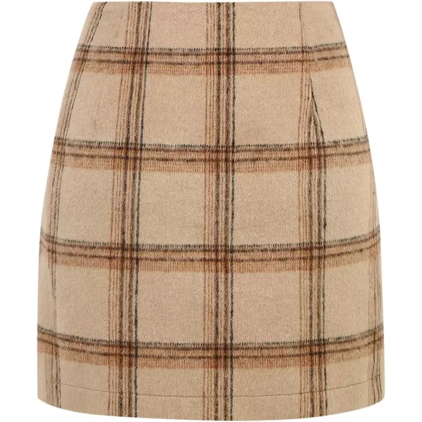 IDEALSANXUN Womens High Waist Plaid Skirt Bodycon Pencil Wool Mini SkirtsKhaki 01