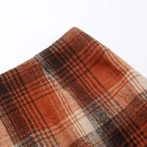 IDEALSANXUN Womens High Waist Plaid Skirt Bodycon Pencil Wool Mini SkirtsOrange