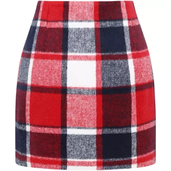 IDEALSANXUN Womens High Waist Plaid Skirt Bodycon Pencil Wool Mini SkirtsPlaid Rose