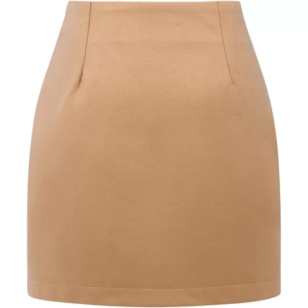 IDEALSANXUN Womens High Waist Plaid Skirt Bodycon Pencil Wool Mini SkirtsPure Camel