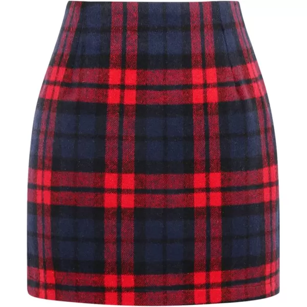 IDEALSANXUN Womens High Waist Plaid Skirt Bodycon Pencil Wool Mini SkirtsRed 01