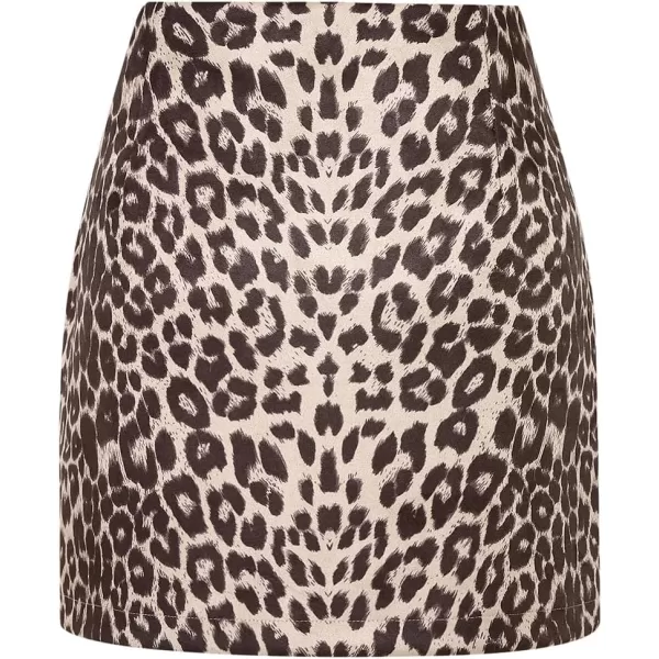 IDEALSANXUN Womens High Waist Plaid Skirt Bodycon Pencil Wool Mini SkirtsSuede Leopard Khaki