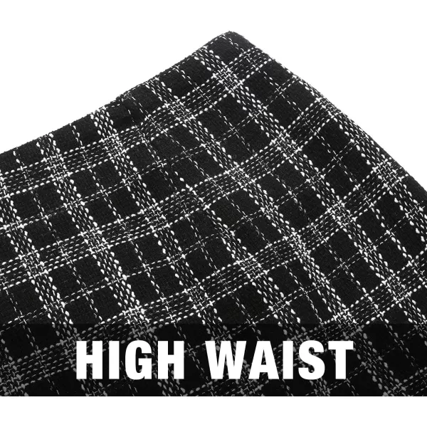 IDEALSANXUN Womens High Waist Plaid Skirt Bodycon Pencil Wool Mini SkirtsTweed Black