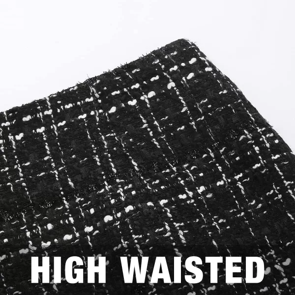 IDEALSANXUN Womens High Waist Plaid Skirt Bodycon Pencil Wool Mini SkirtsTweed Black New