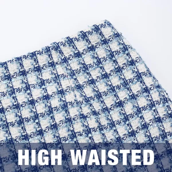 IDEALSANXUN Womens High Waist Plaid Skirt Bodycon Pencil Wool Mini SkirtsTweed Blue