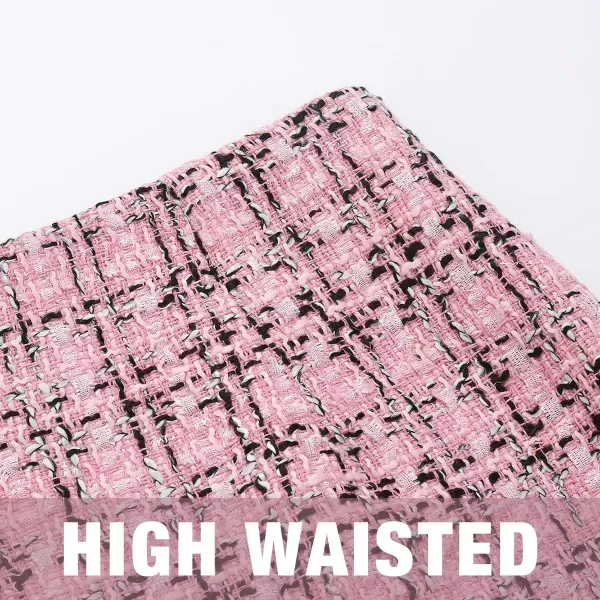 IDEALSANXUN Womens High Waist Plaid Skirt Bodycon Pencil Wool Mini SkirtsTweed Pink New